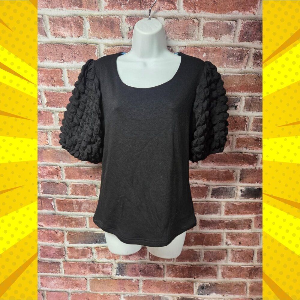 Women's UMGEE Textured Popcorn Sleeves Top Blouse Large